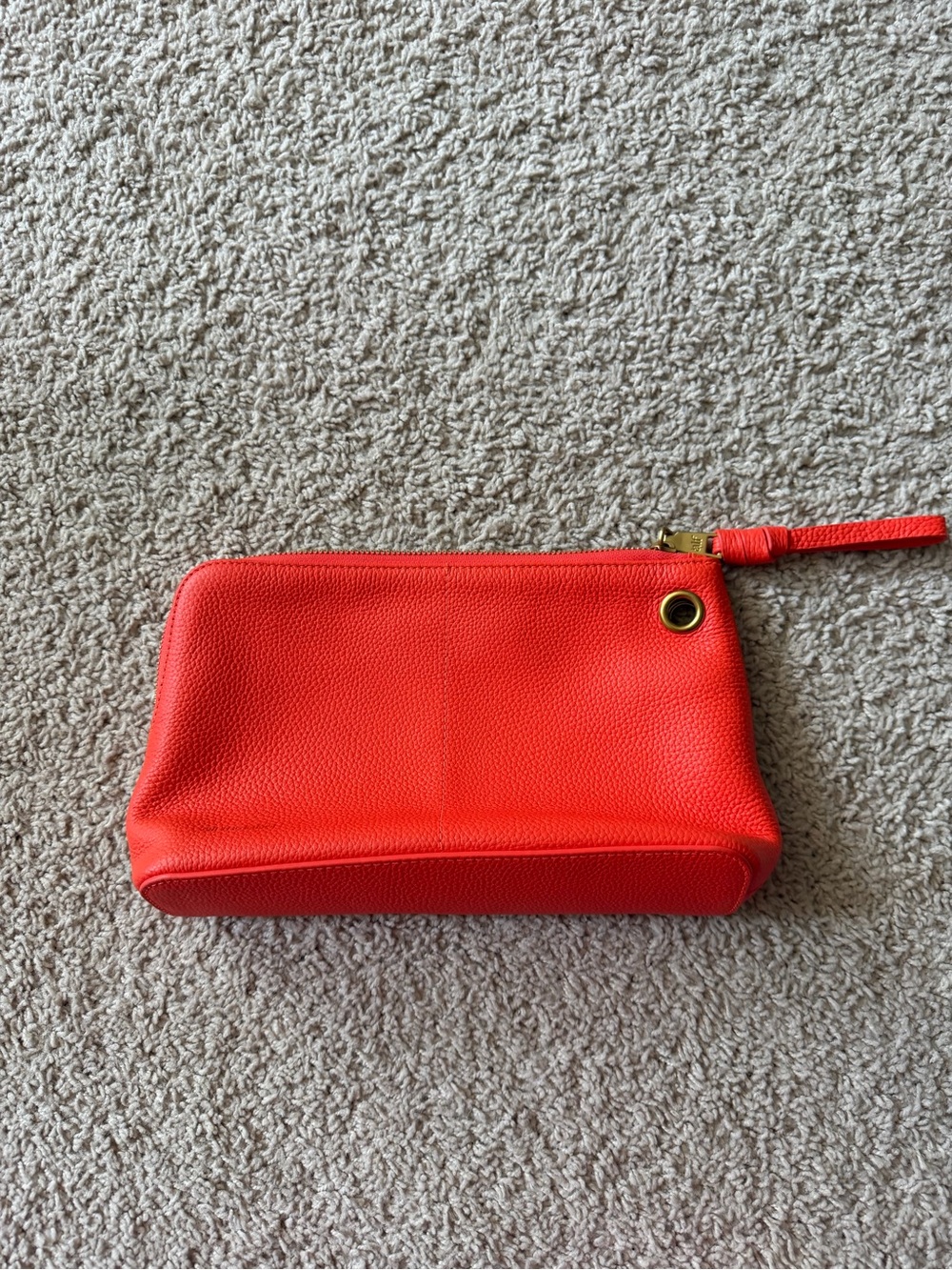 Alf the Label Bright Red/Orange Pebbled Leather Medium Pouch